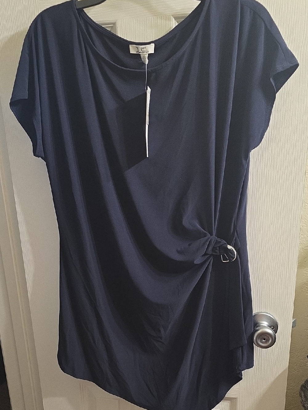 Jules & Leopold Navy Blue Short Sleeve Tunic with Side Ring Detail Size 1X